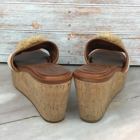 Coach Jazmin Wedge Sandals in Cream Canvas, Brown Leather & Cork - Picture 5 of 11